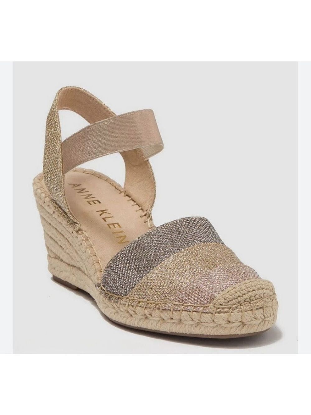 Anne Klein iflex Metallic & Leather Aleahia Espadrille Size 8M
